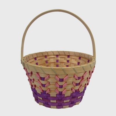 Easter Basket Woven Chipwood with Ribbon