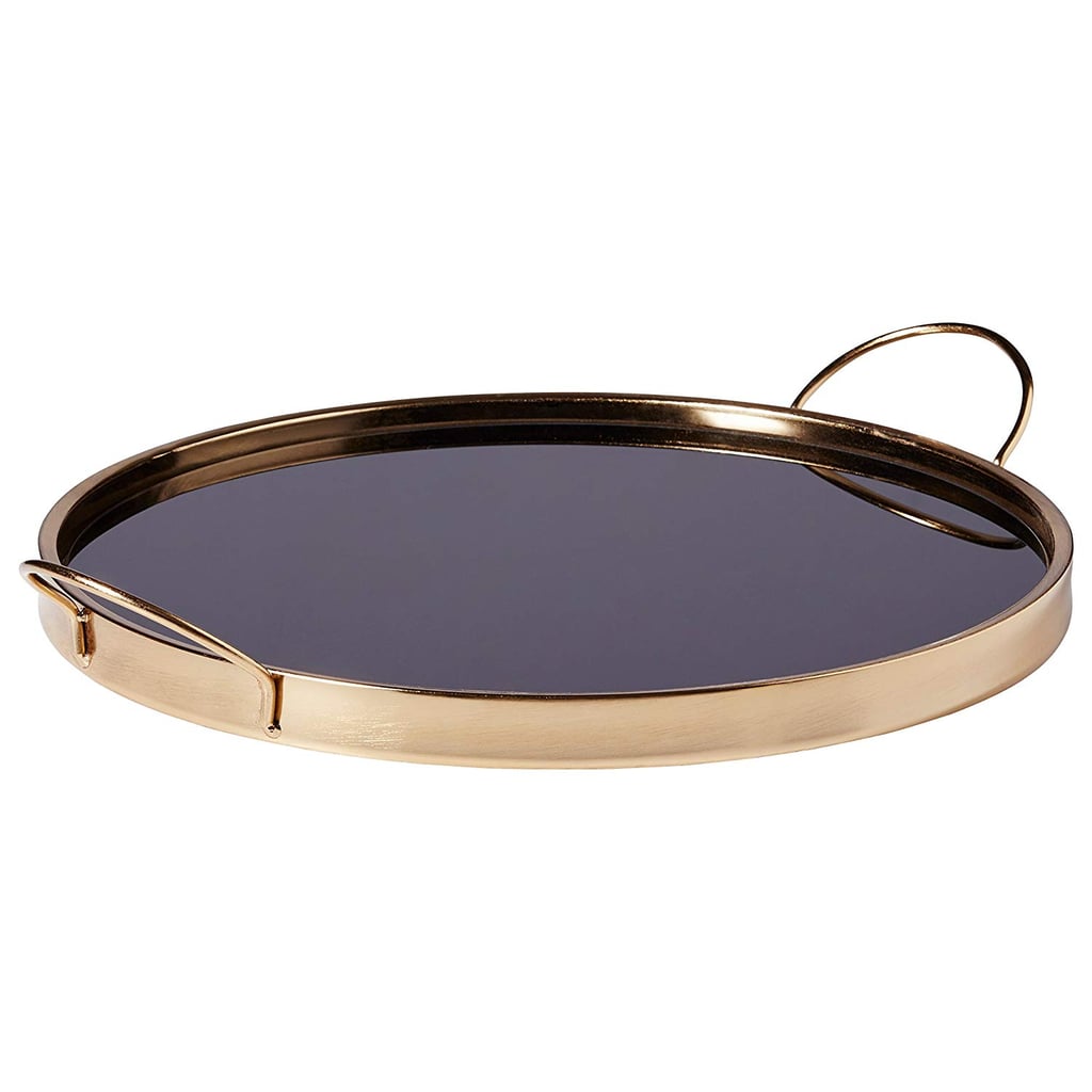 Rivet Contemporary Decorative Round Metal Serving Tray