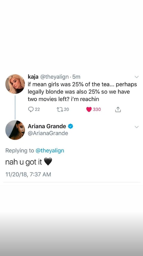 Reese Witherspoon Legally Blonde Response to Ariana Grande