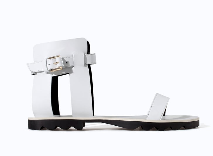 zara white sandals flat