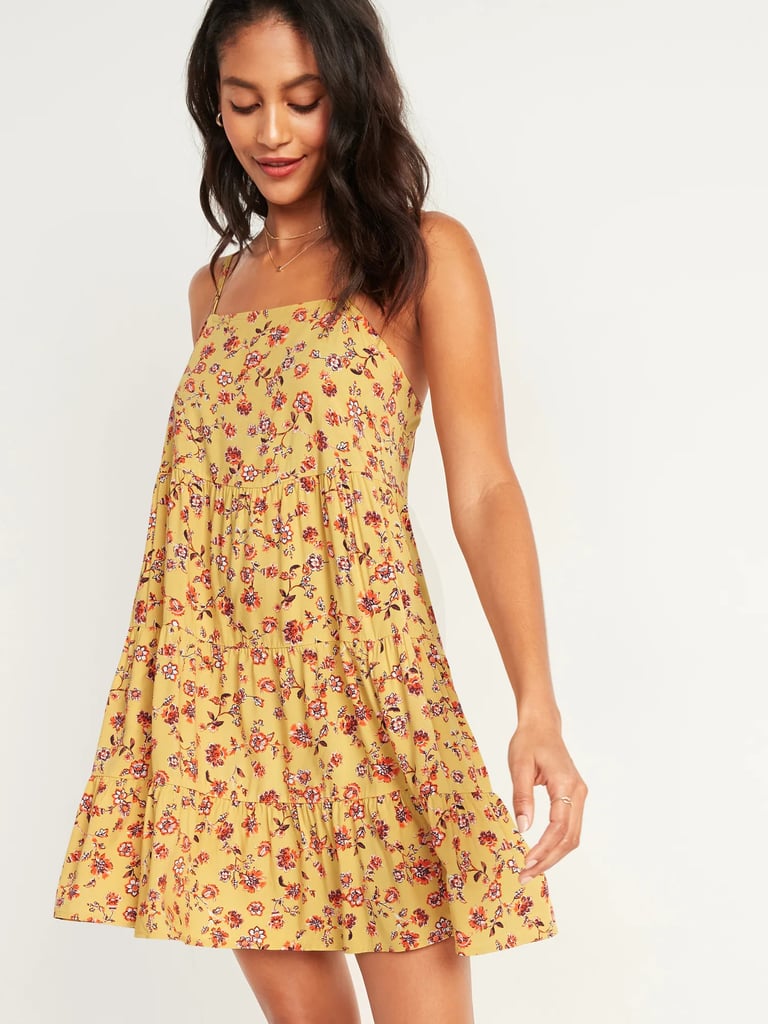 Old Navy Printed Sleeveless Tiered Swing Dress