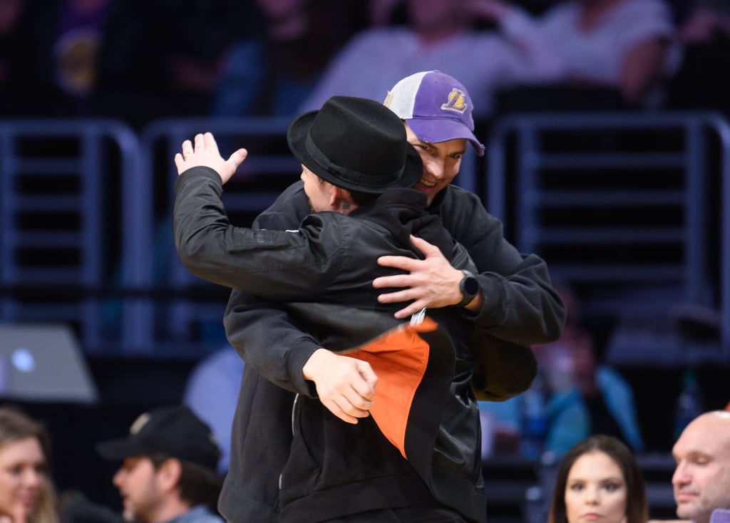 Ashton Kutcher and Joel Madden at Lakers Game March 2016