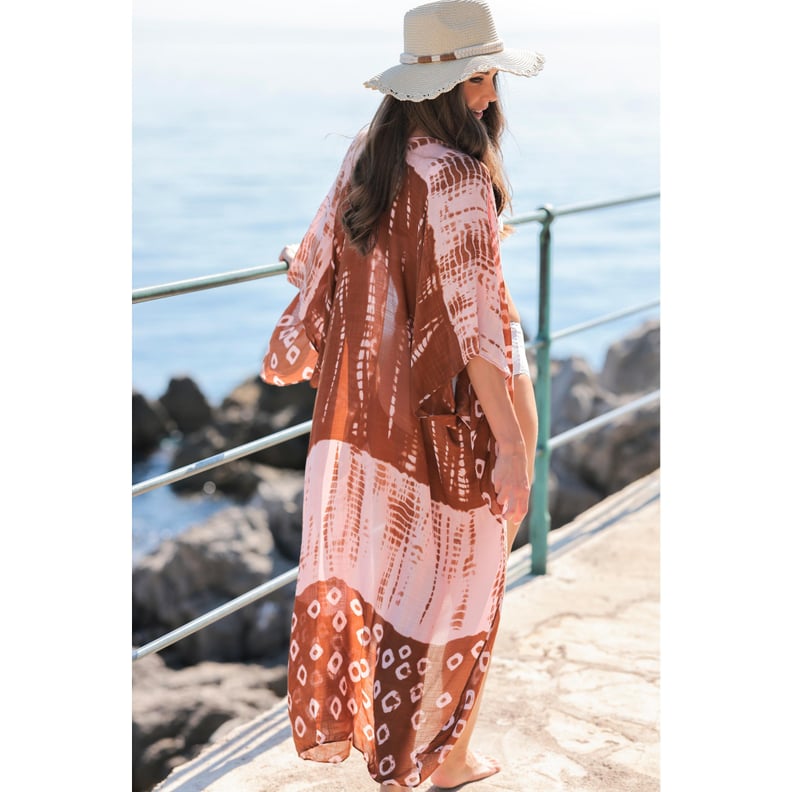A Kimono Cover-Up: Shiraleah Pink Tie Dye Open Front Cover Up
