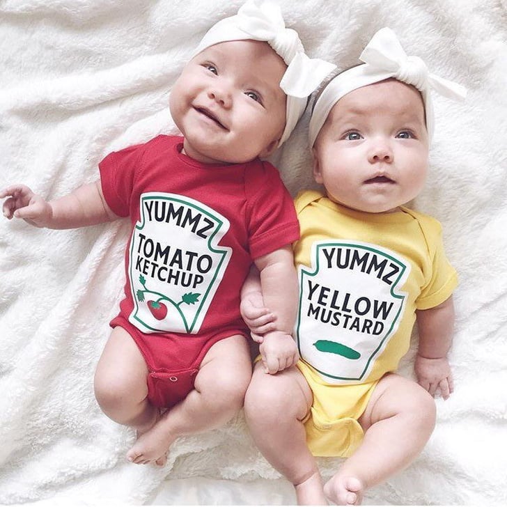 Ketchup and Mustard Twins Onesies POPSUGAR Family Photo 12