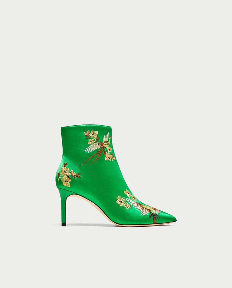 Zara Satin High Heel Ankle Boots