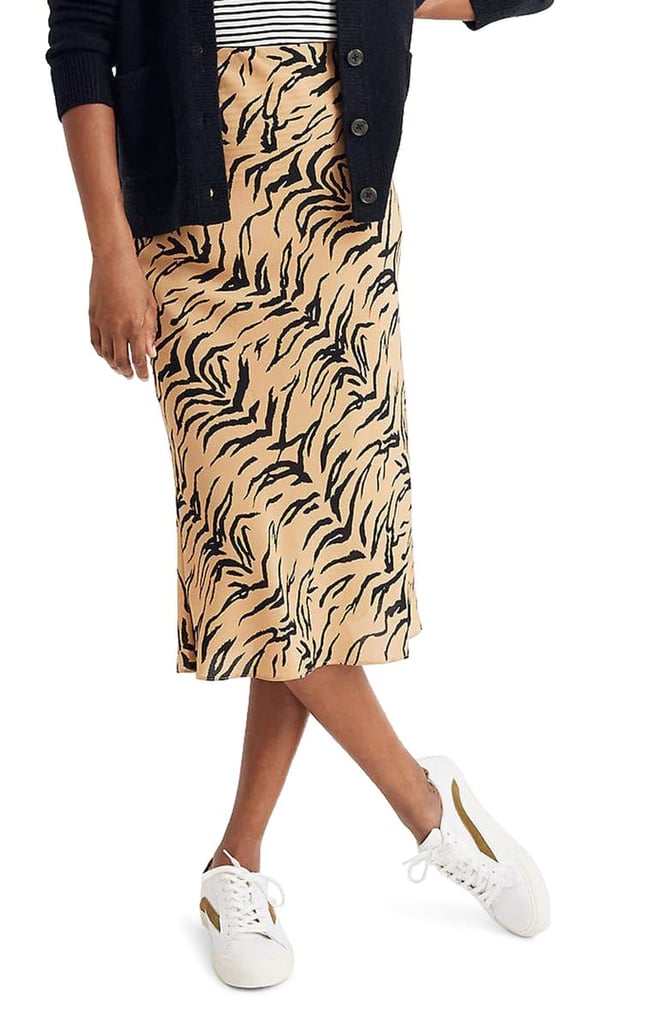 Madewell Tiger Stripe Silk Midi Slip Skirt