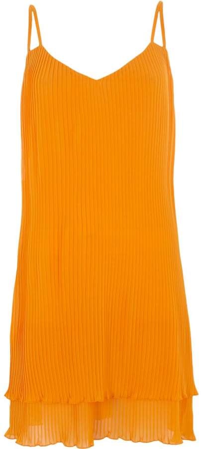 River Island Orange Pleated Strappy Slip Dress