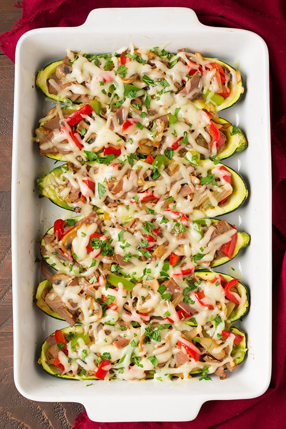 Philly Cheese Steak Zucchini Boats