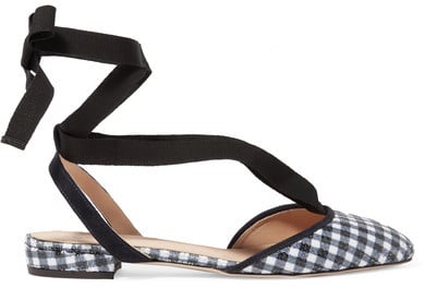 J.Crew Foster Sequined Gingham Canvas Ballet Flats