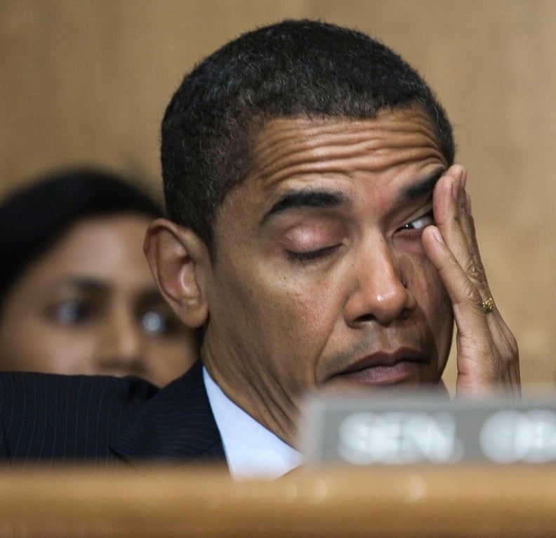 Struggling to stay awake at a Senate Homeland Security Committee meeting in 2007