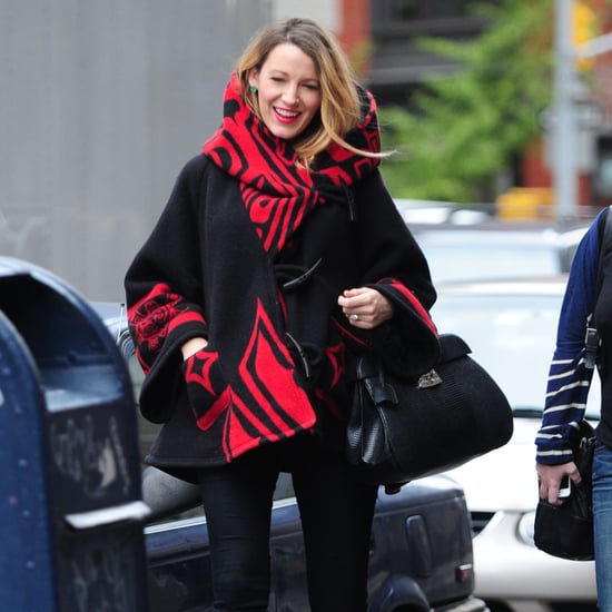 Blake Lively Pregnant Wearing Poncho | Street Style