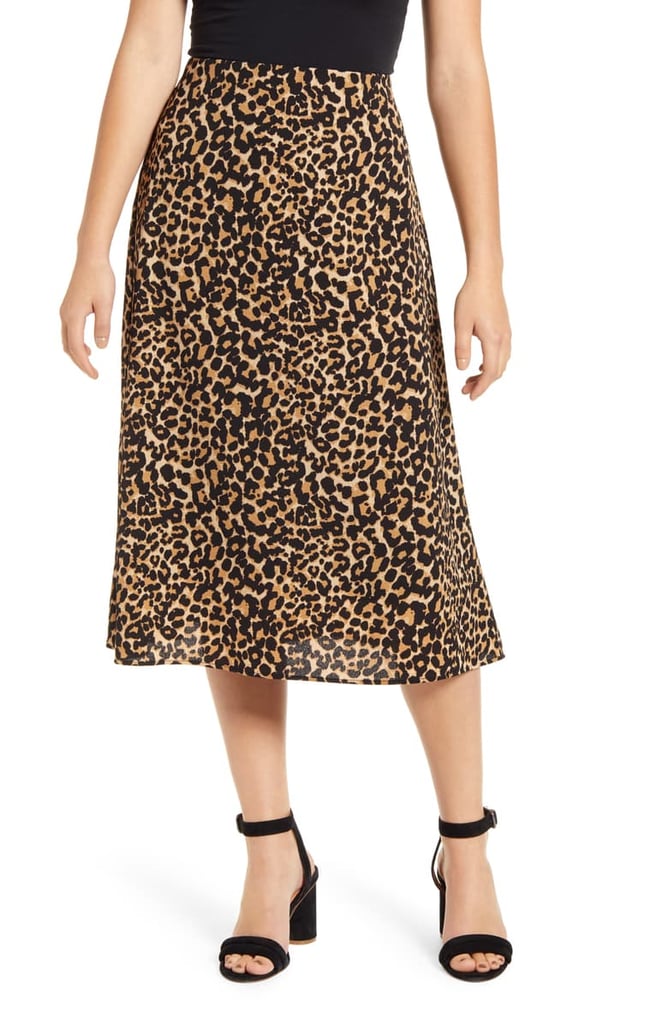 Loveappella Palm Print Midi Skirt