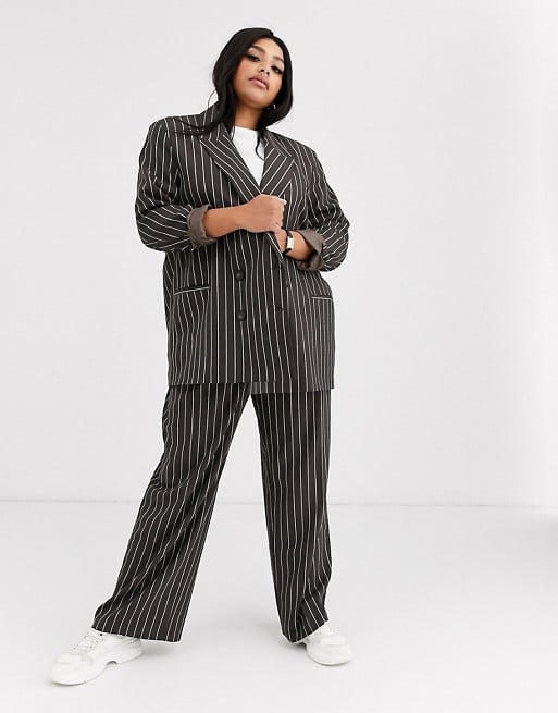 ASOS Design Curve Oversized Dad Suit in Pinstripe