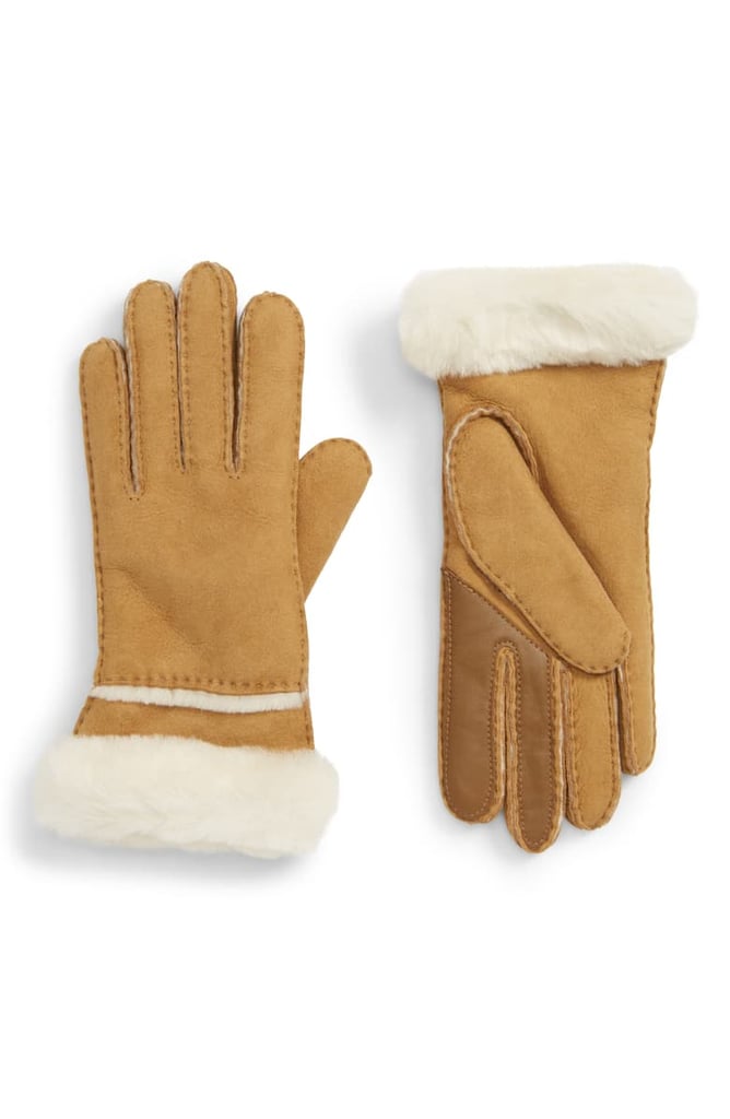 UGG Seamed Touchscreen Compatible Genuine Shearling Lined Gloves
