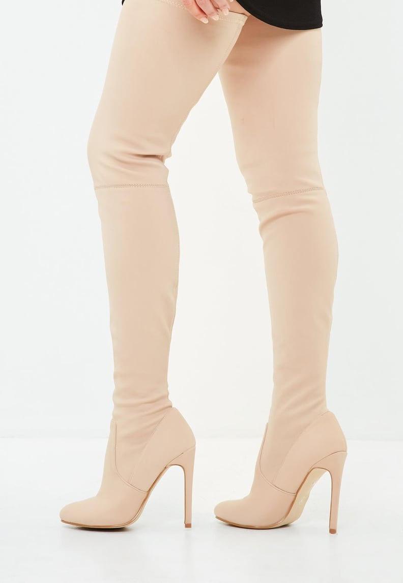 Alternative: Missguided Nude Round Toe Over The Knee Heeled Boots