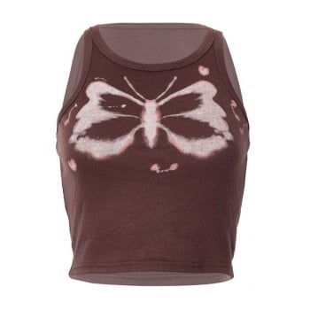 Emmiol Butterfly Graphic Crop Tank Top