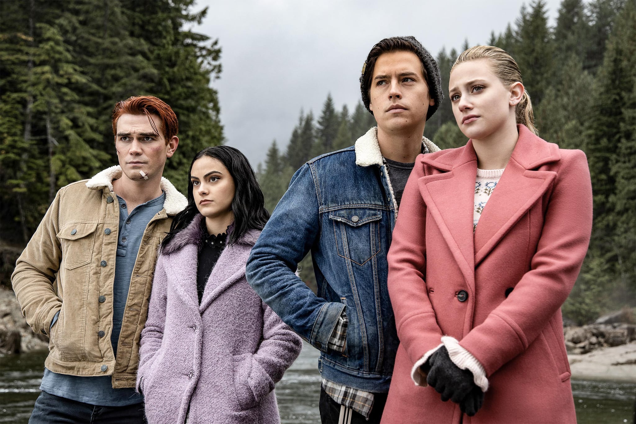 RIVERDALE, from left: KJ Apa, Camila Mendes, Cole Sprouse, Lili Reinhart, 'Chapter Sixty- Six: Tange', (Season 4, ep. 409, aired Dec. 11, 2019). photo: Jack Rowand / The CW / Courtesy Everett Collection
