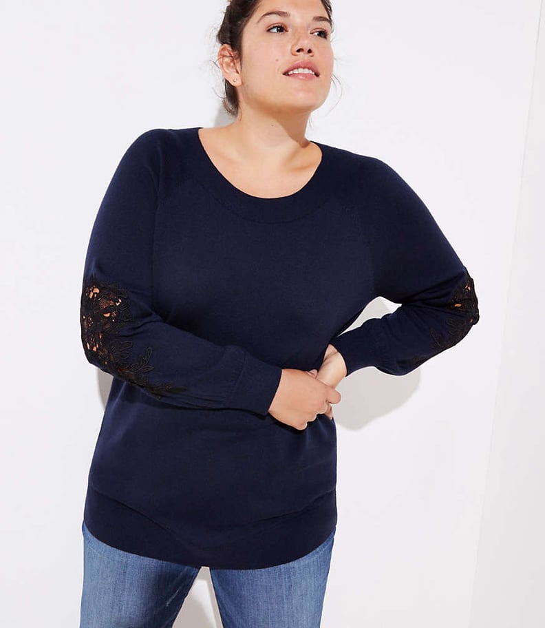 Loft Plus Lacy Draped Sleeve Sweater