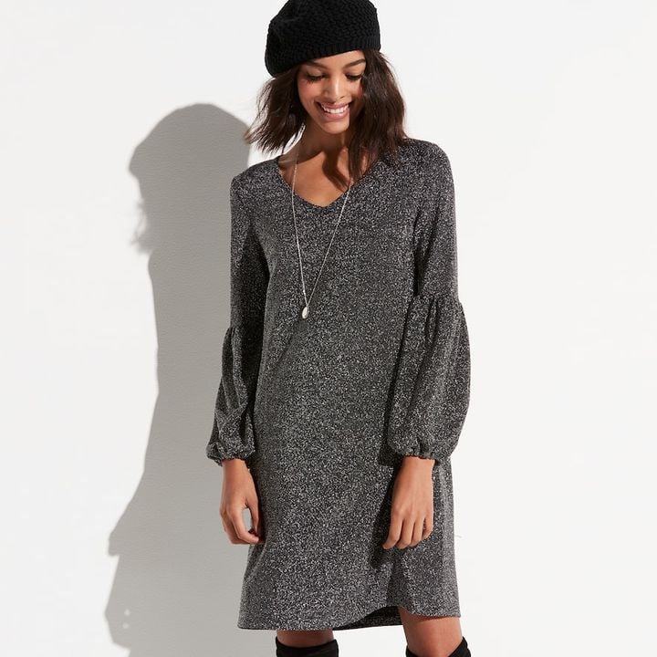 K/lab Metallic Bishop Sleeve Shift Dress