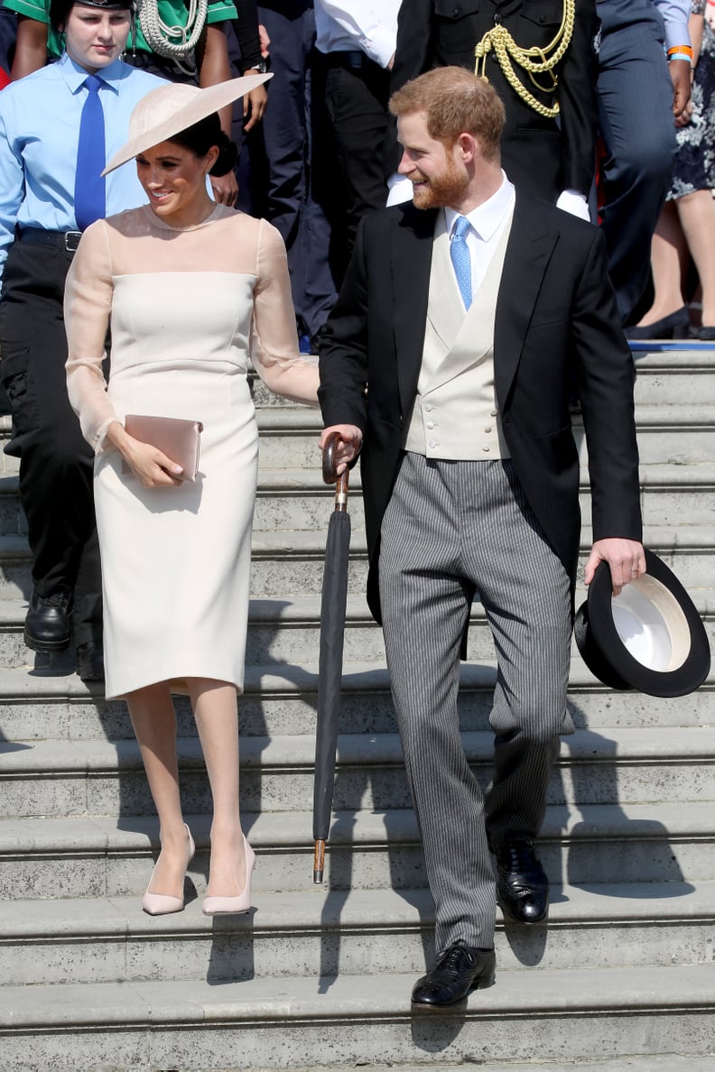 梅根·,苏塞克斯公爵夫人穿着紧身衣的威尔士亲王的70岁生日庆典