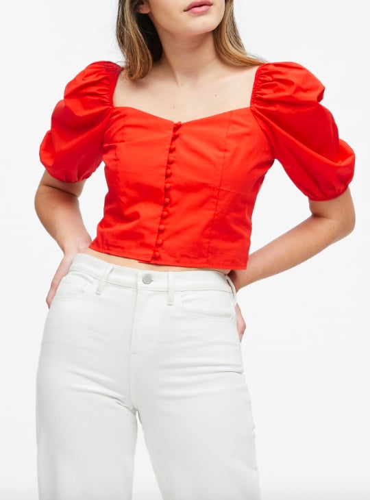 Puff-Sleeve Cropped Top