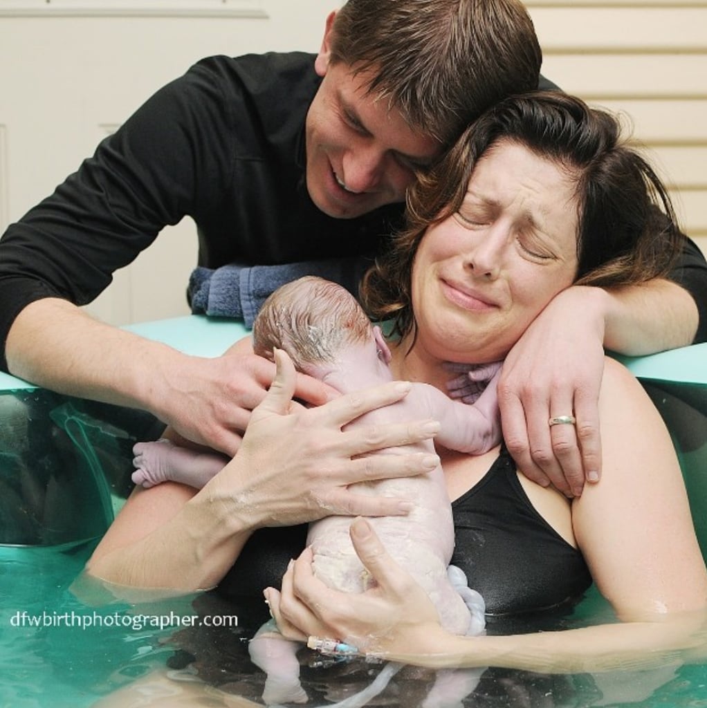 This mom was overcome with emotion during her at-home water birth.