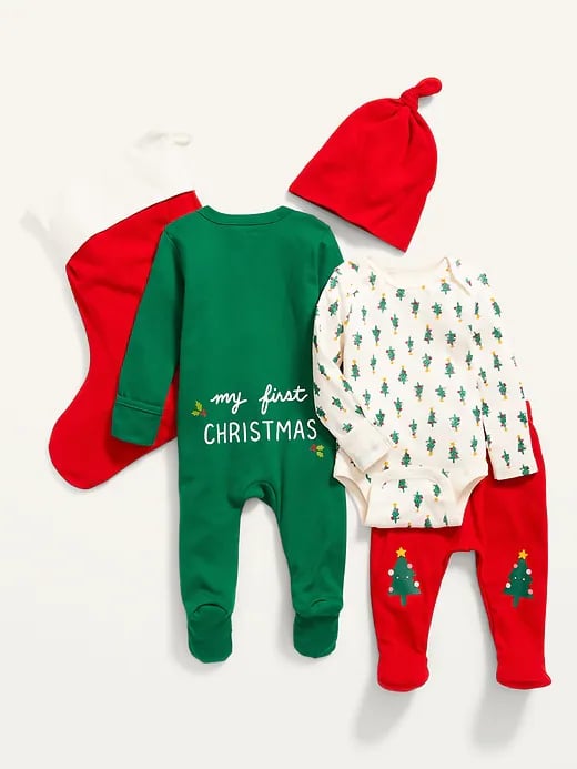 Old Navy Unisex Christmas Layette 5-Piece Set for Baby
