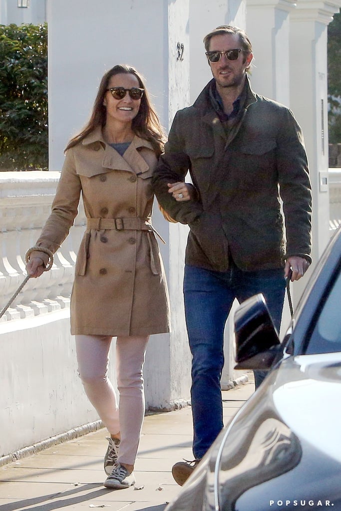 The two were spotted walking their dogs in London shortly after their engagement in October 2016.