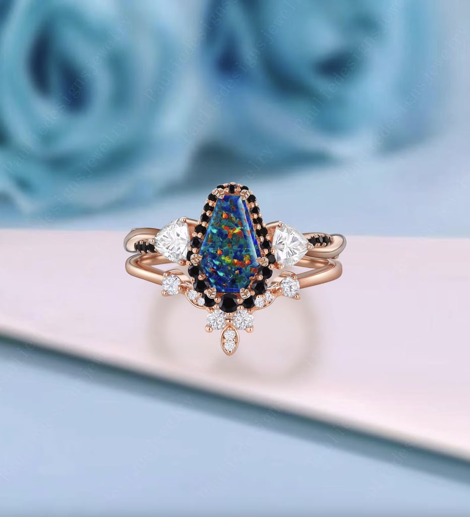 Paulie Designs Jewelry Coffin Black Fire Opal Engagement Ring