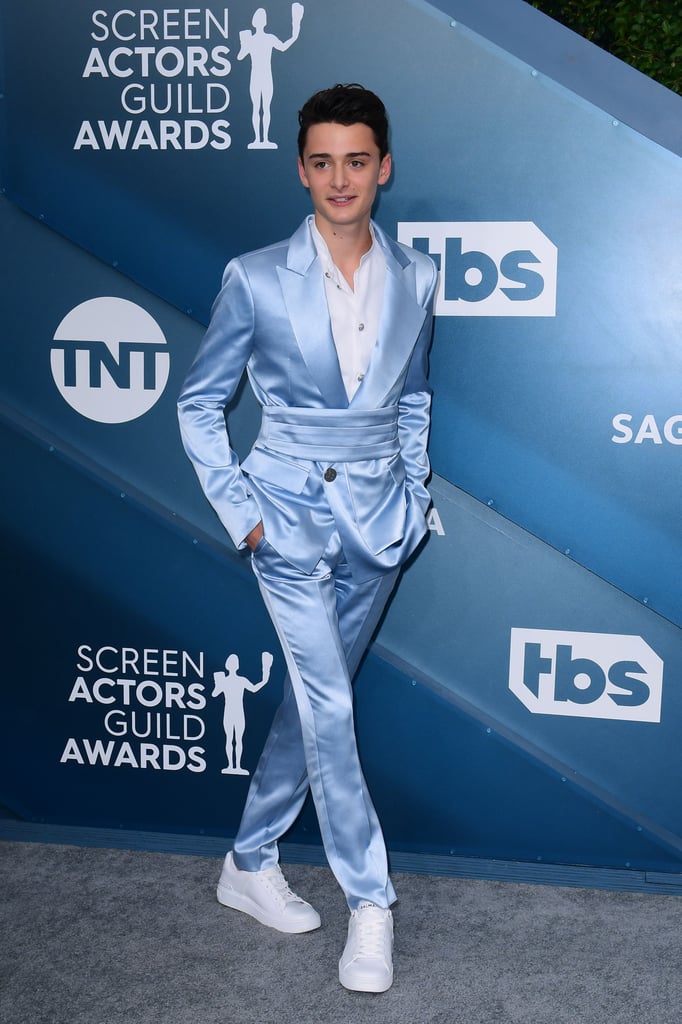 Noah Schnapp's Blue Balmain Suit at the SAG Awards