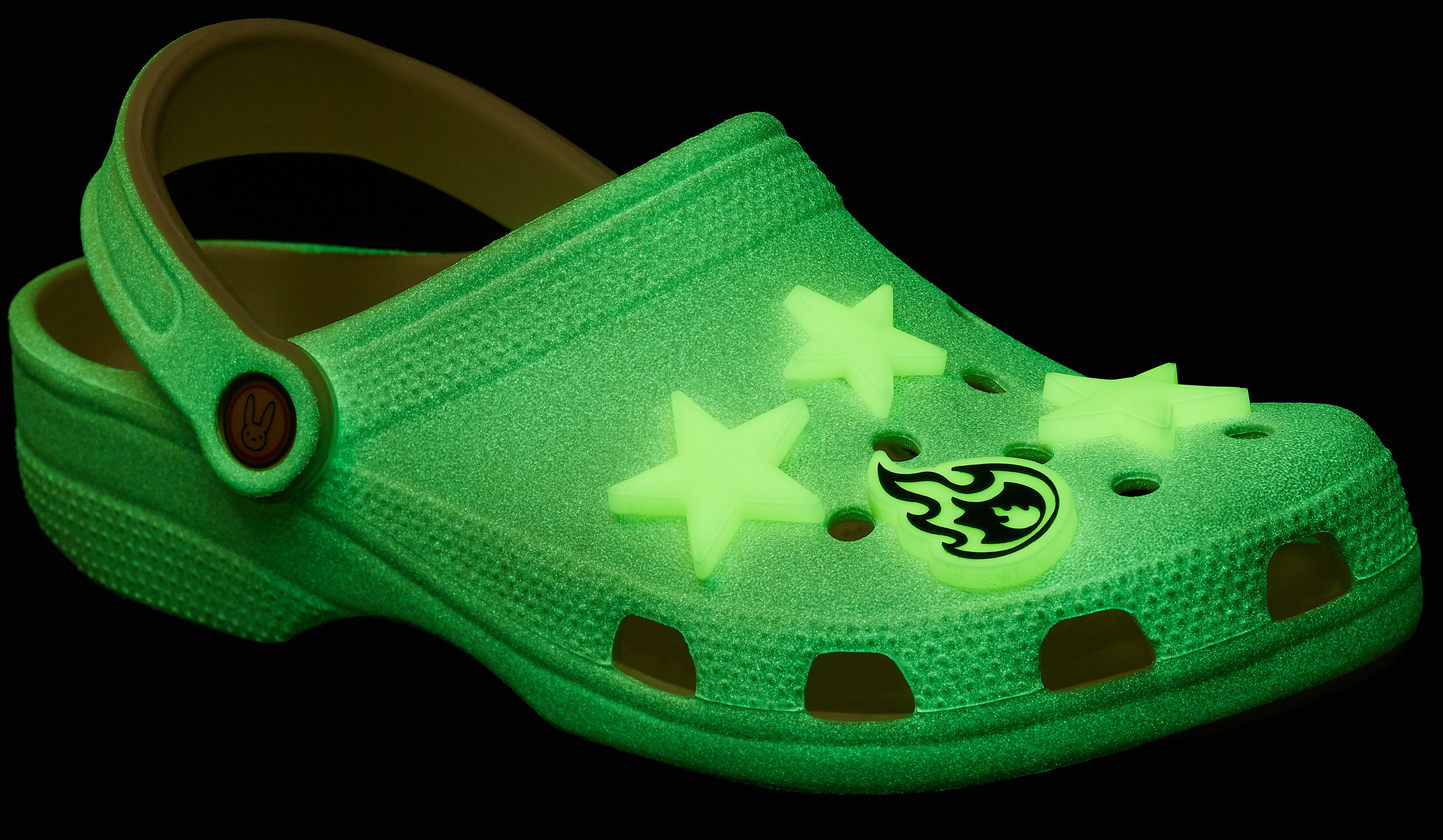 Bad bunny crocs outlet in the dark