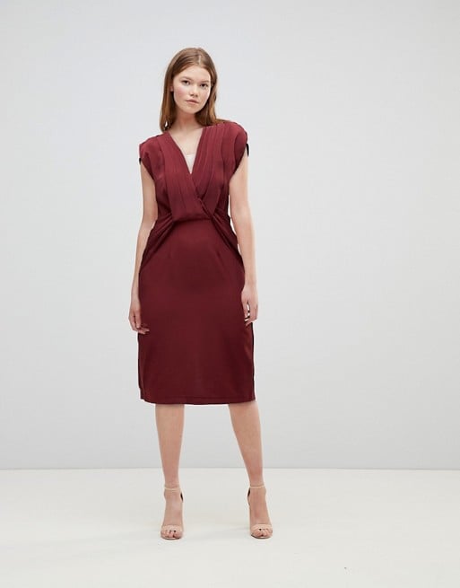 ASOS Drape Front Midi Pencil Dress