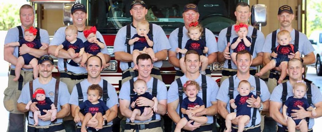 This Photo of 12 Firemen Holding Babies Is Going Viral, and We Need a Tall Glass of Water