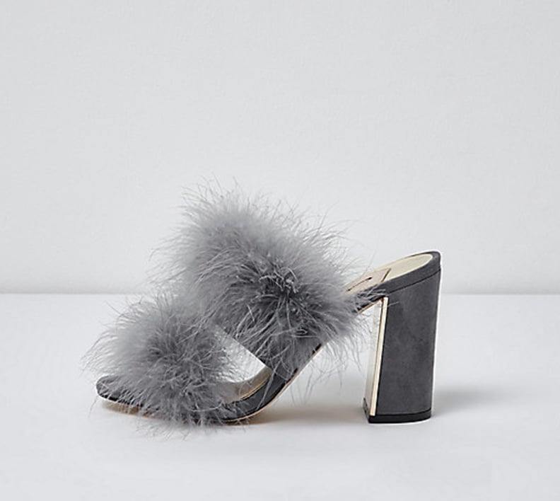 River Island Fur Heel Mules