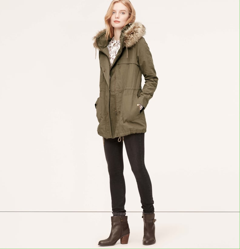 LOFT Faux Fur Trim Hooded Anorak