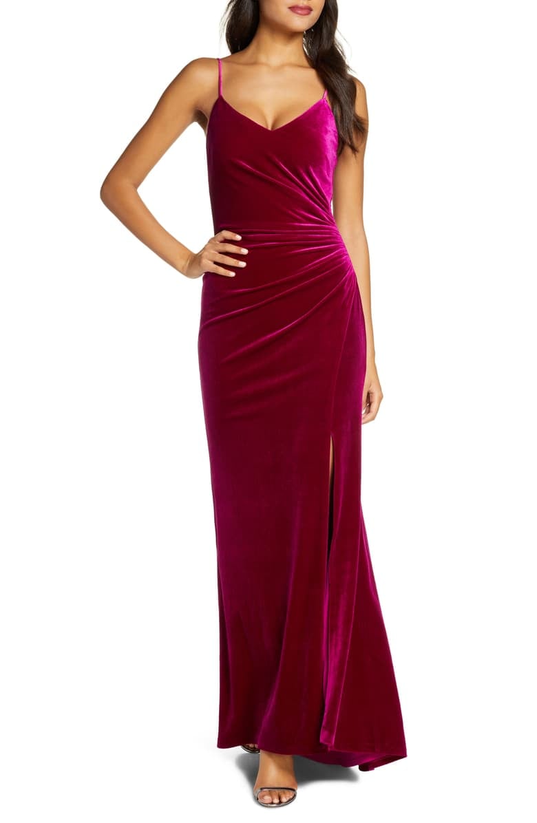 vince camuto green velvet gown