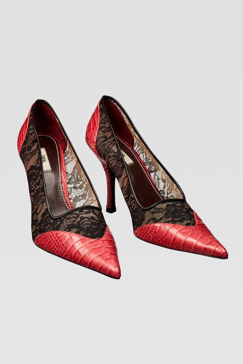 Zara Campaign Collection Lace Animal Print Heels