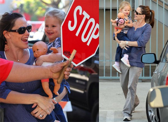 Jen and Violet With Stop Sign