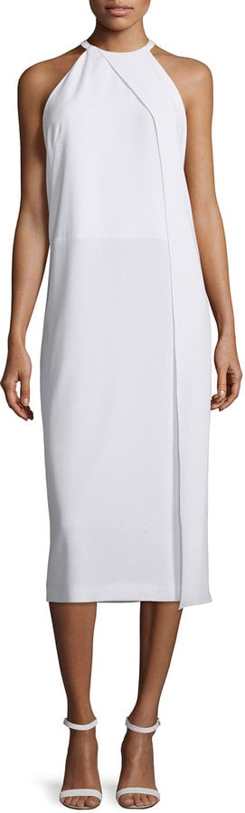 DKNY Sleeveless Draped Crepe Midi Dress, White ($355)