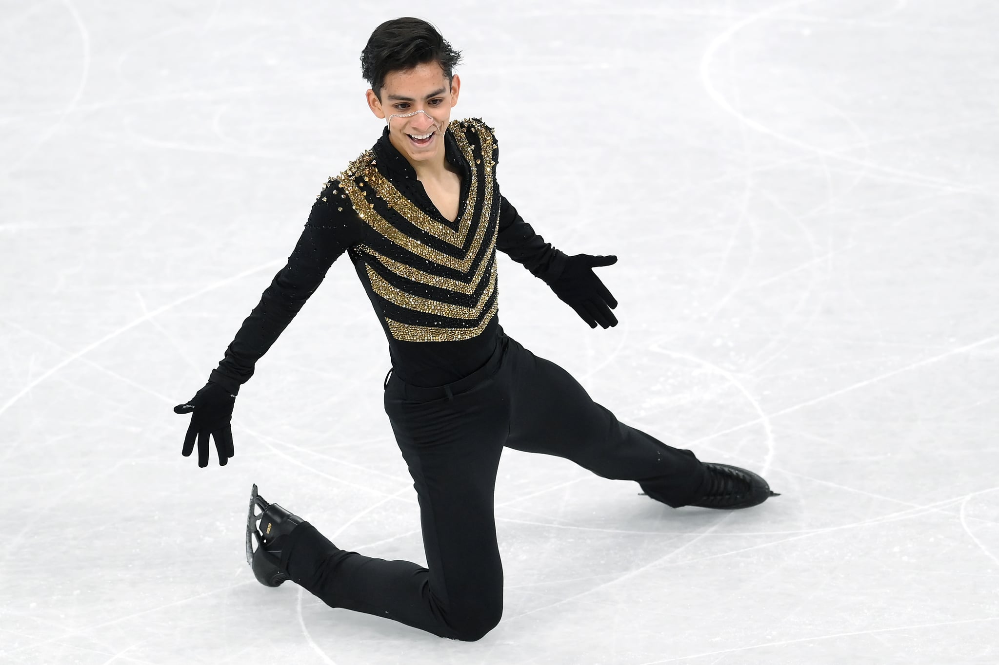 BEIJING, CHINA - FEBRUARY 08: Donovan Carrillo of Team Mexico reacts during the Men Single Skating Short Program on day four of the Beijing 2022 Winter Olympic Games at Capital Indoor Stadium on February 08, 2022 in Beijing, China. (Photo by David Ramos/Getty Images)