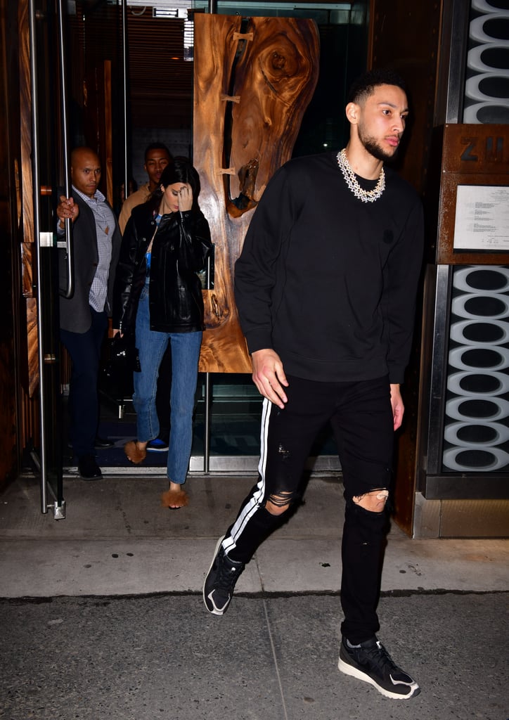 Kendall Jenner in Fuzzy Heels With Ben Simmons February 2019
