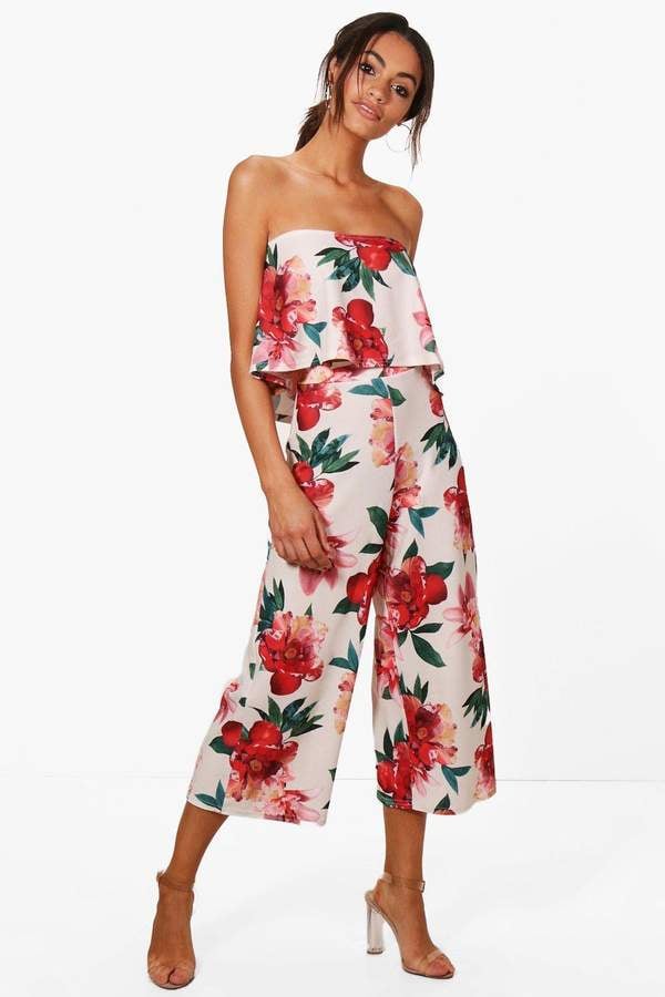 boohoo Cari Floral Bandeau & Culotte Co-Ord Set