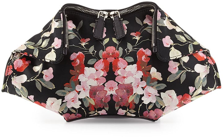 Alexander McQueen De-Manta Small Floral-Print Clutch Bag, Black Multi ($495)