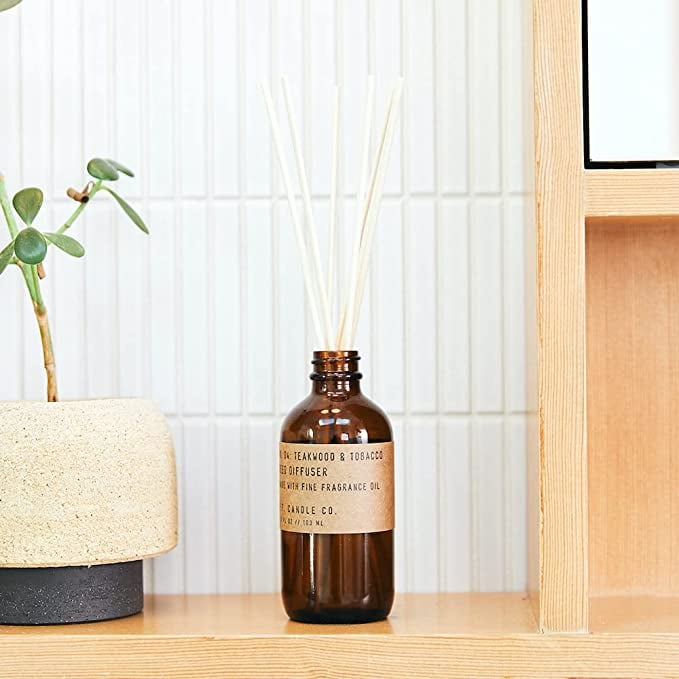 P.F. Candle Co. Teakwood & Tobacco Classic Scented Rattan Reed Diffuser
