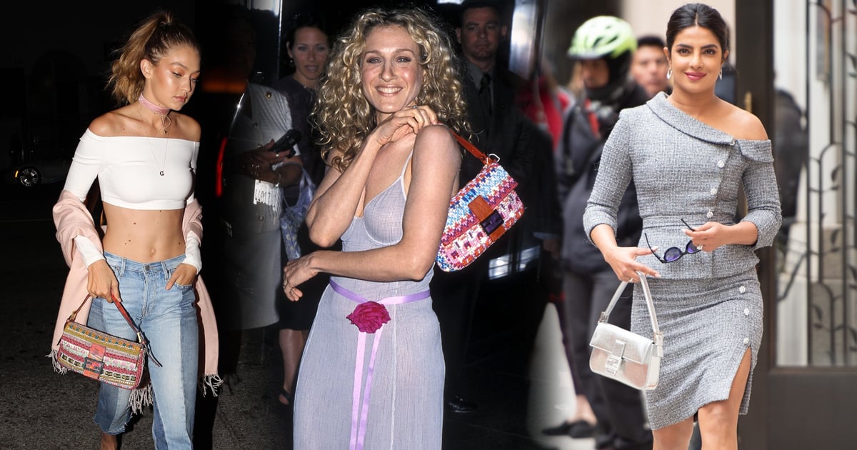 hannah on X: Carrie Bradshaw with her pink sequin Fendi baguette