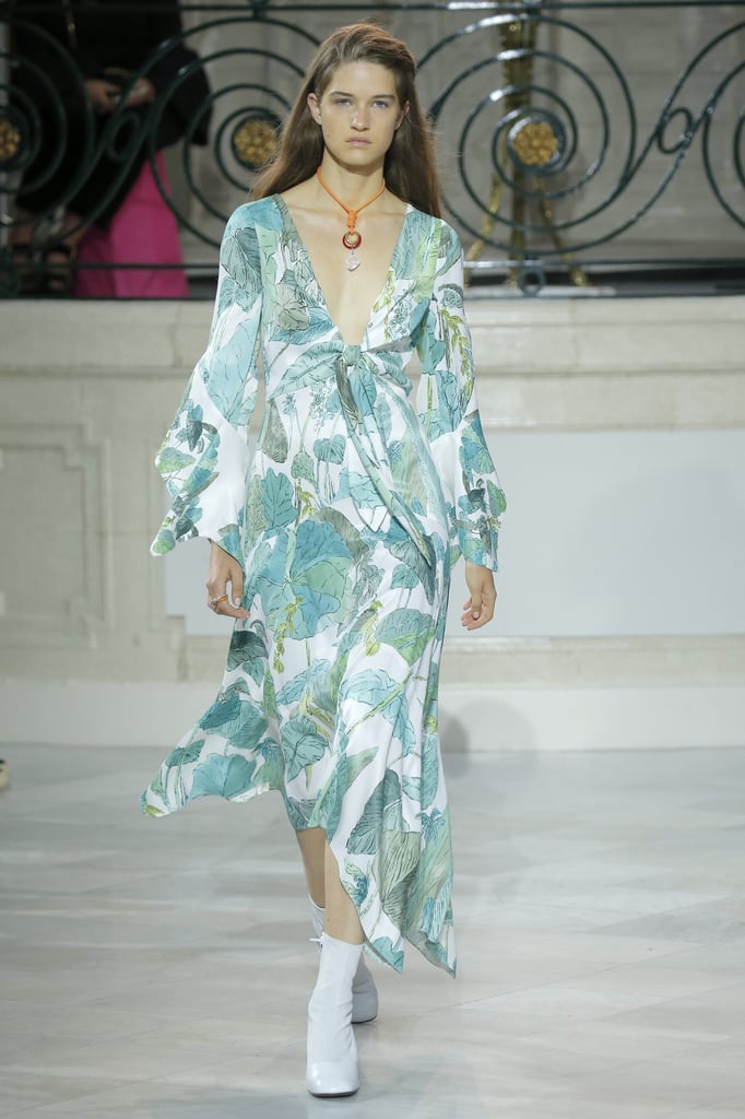 In the same vein, we can see Michelle wearing this palm-tree-print dress.