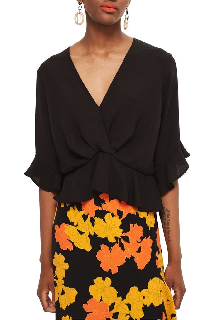 Topshop Twist Peplum Hem Top