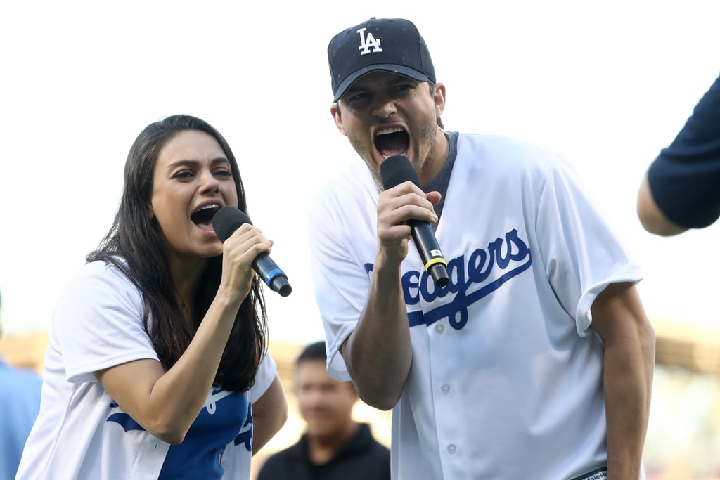 Ashton Kutcher and Mila Kunis at LA Dodgers Game Oct. 2016