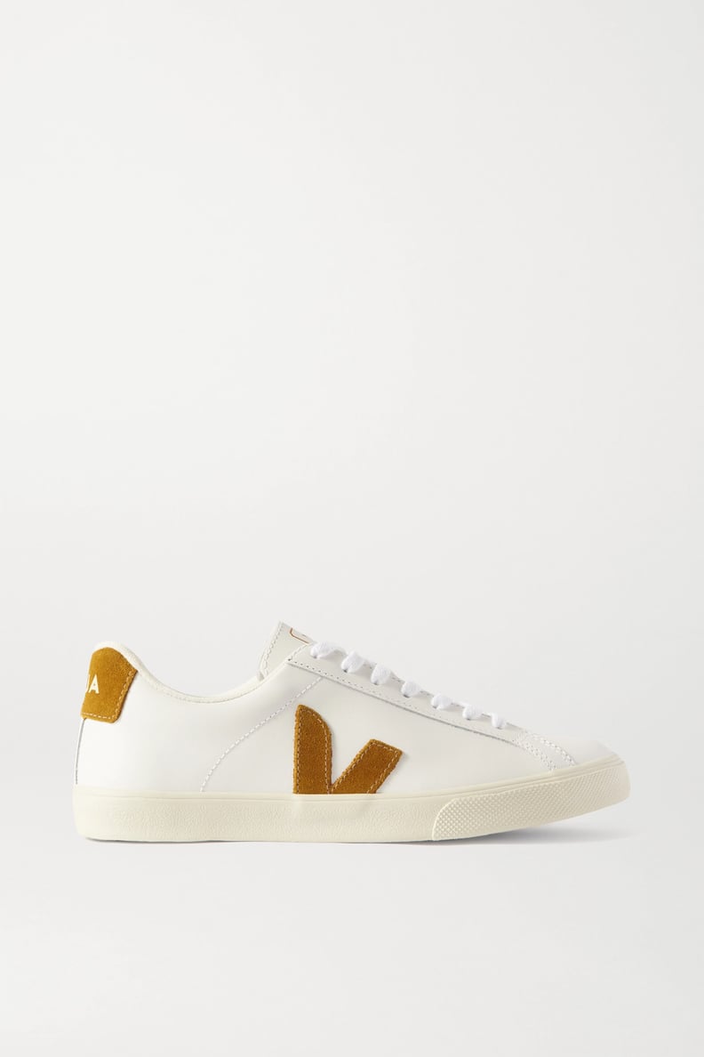 Veja + Net Sustain Esplar Metallic-Trimmed Leather Sneakers