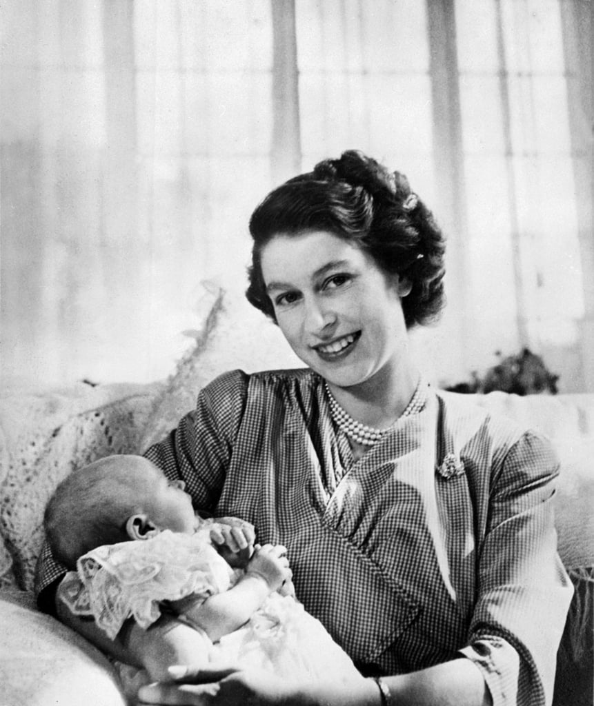 Still a princess and heir apparent, Elizabeth posed casually with a baby Princess Anne in 1953.